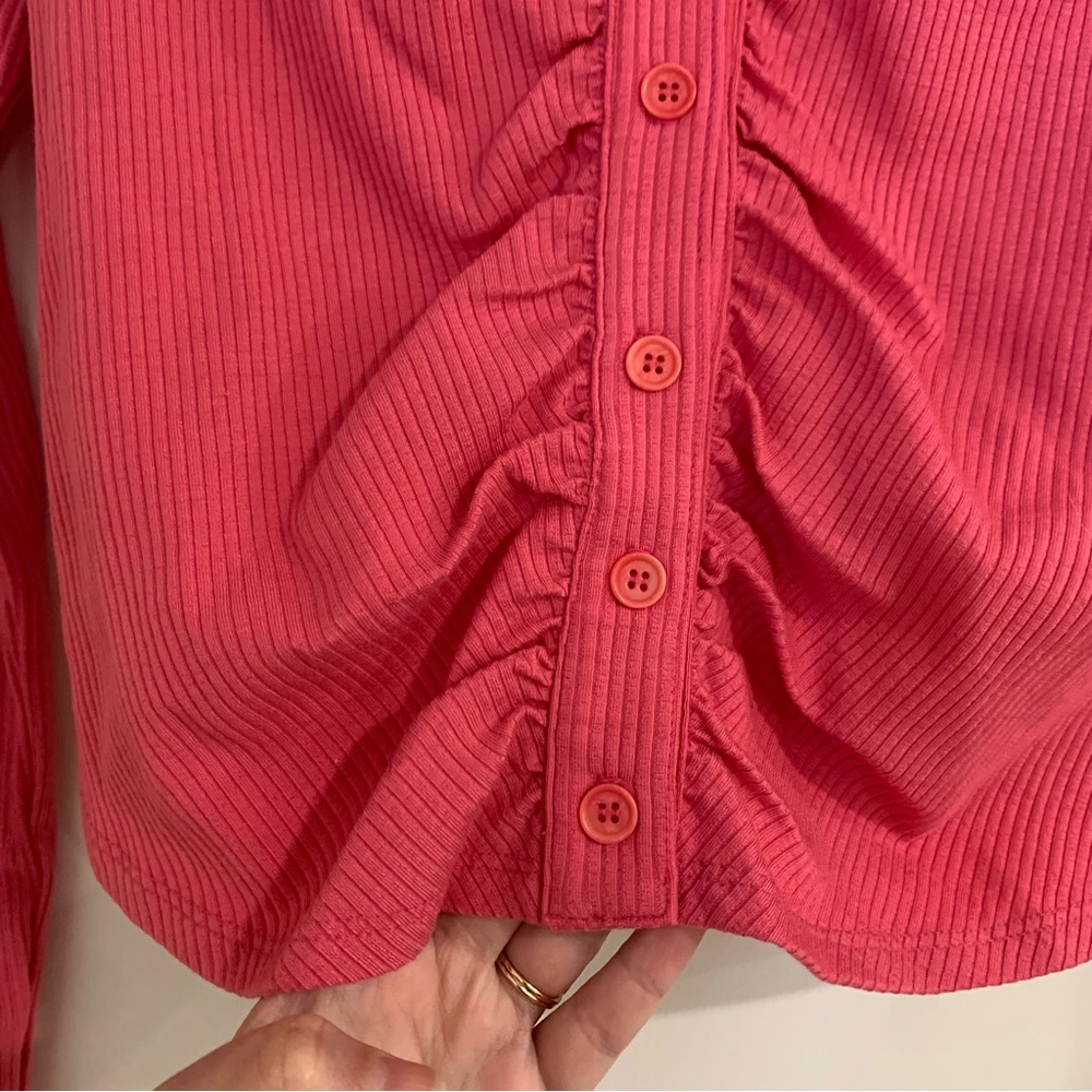 Reformation NWT Elin Knit Top Cropped Ribbed Pink Y2K Size XL - Picture 5 of 12
